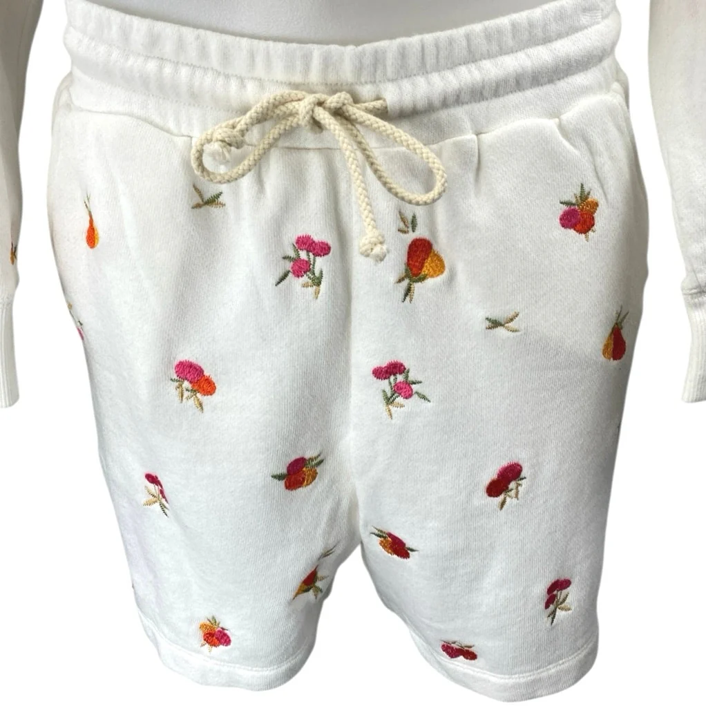NEW Lou & Grey White Embroidered Long Sleeve Sweatshirt Shorts 2 Pc Set Size M - Image 5