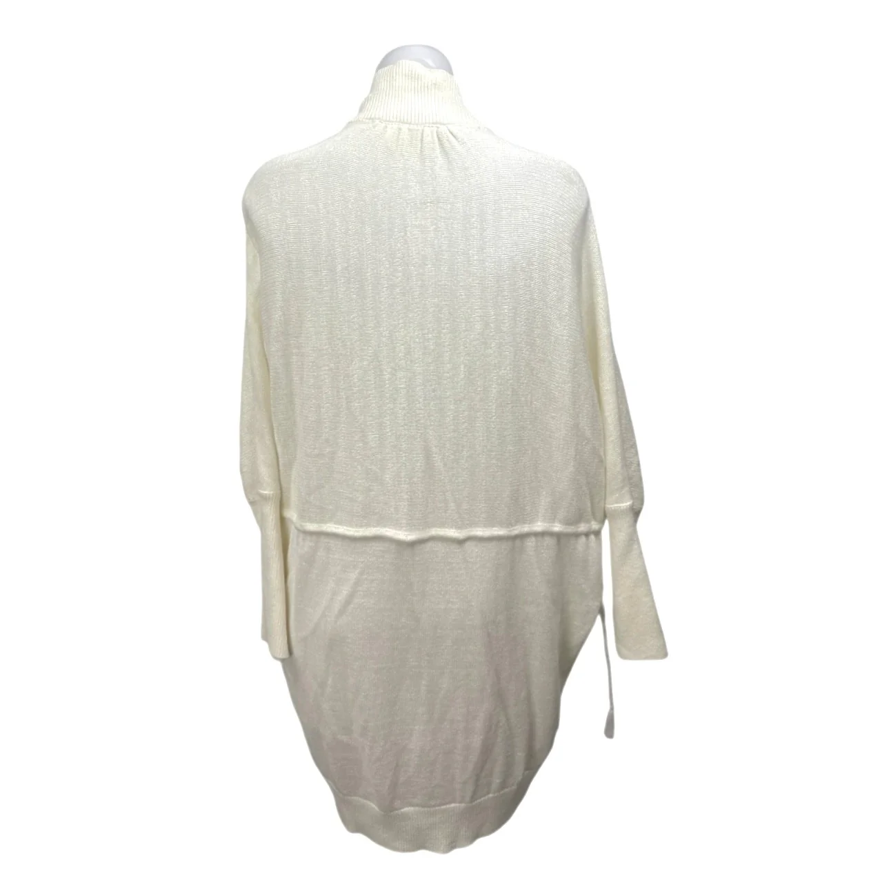 NEW Lou & Grey White Open Front Long Sleeve Knit Drawstring Cardigan Sweater M - Image 2