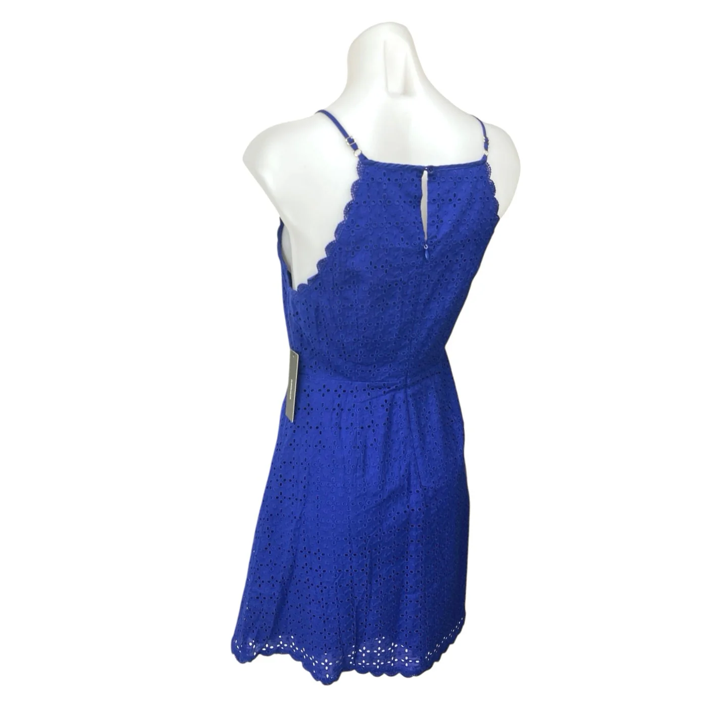 NEW Lulus Blue Embroidered Eyelet Sleeveless Cami Fit & Flare Mini Dress Size S - Image 2