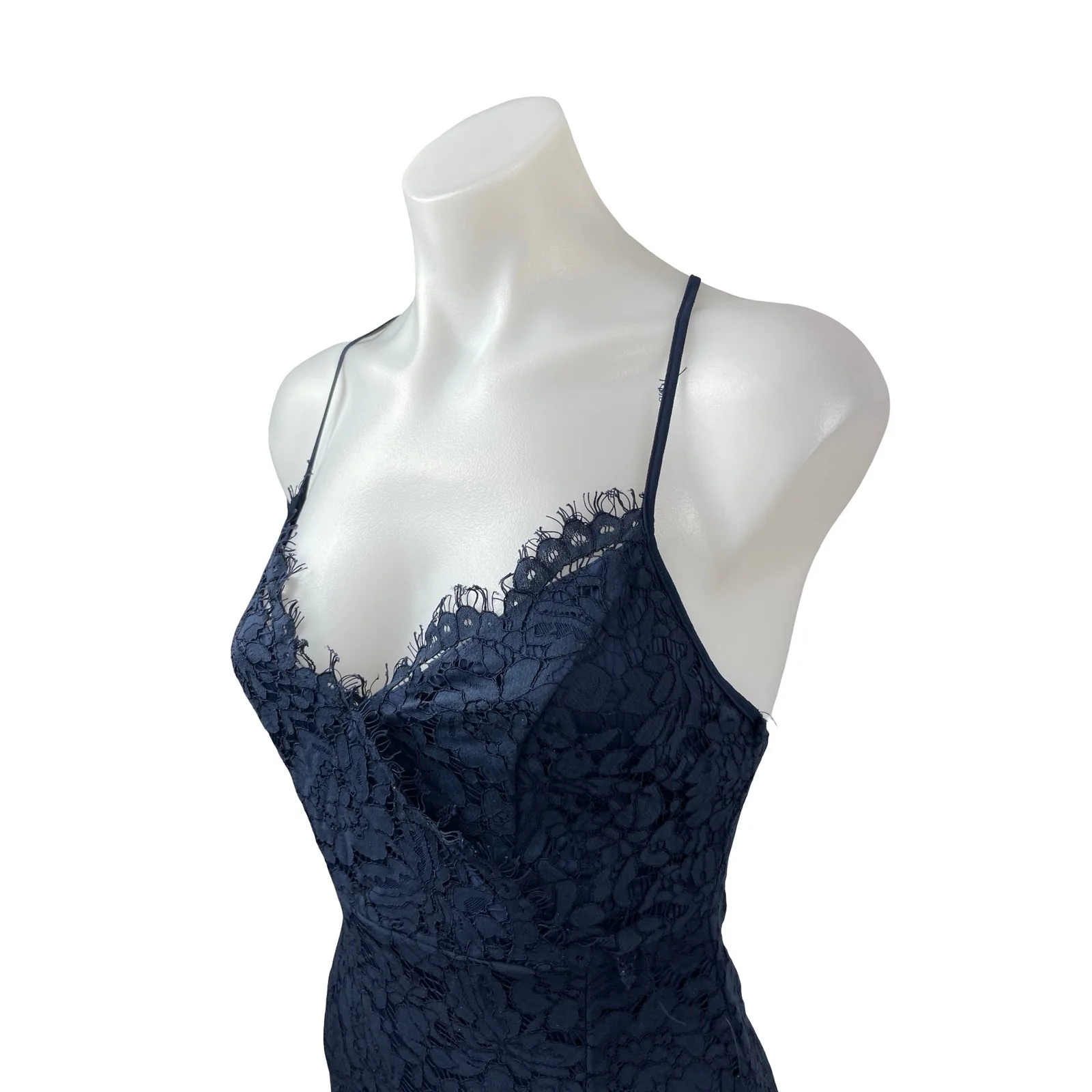 NEW Lulus Flirting With Desire Navy Blue Floral Lace Mini Bodycon Dress Size XS - Image 3