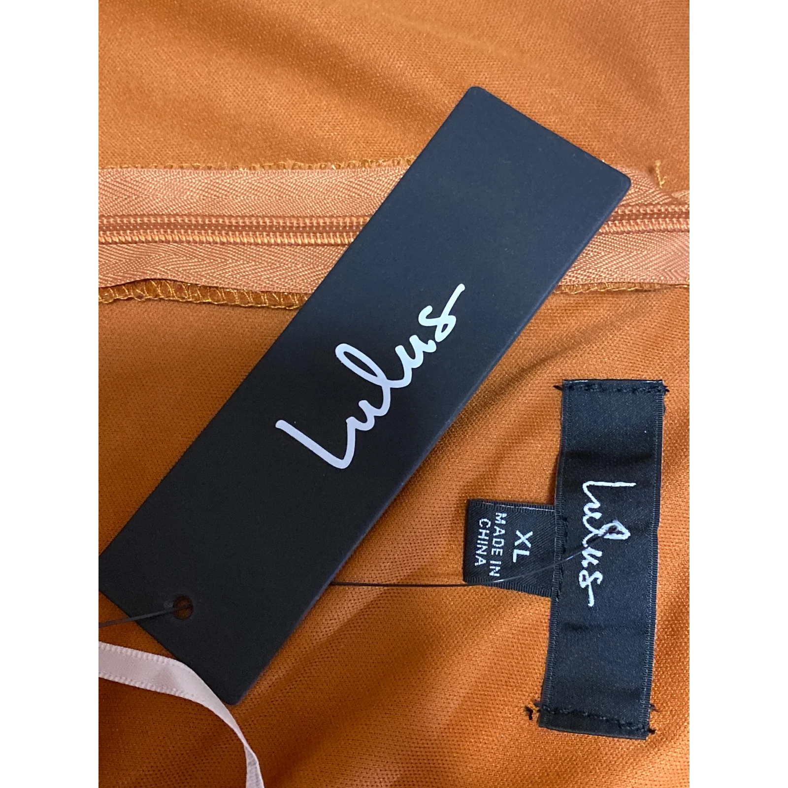 NEW Lulus Orange Silk Satin Pleated Sleeveless Midi Camisole Tank Slip Dress XL - Image 4