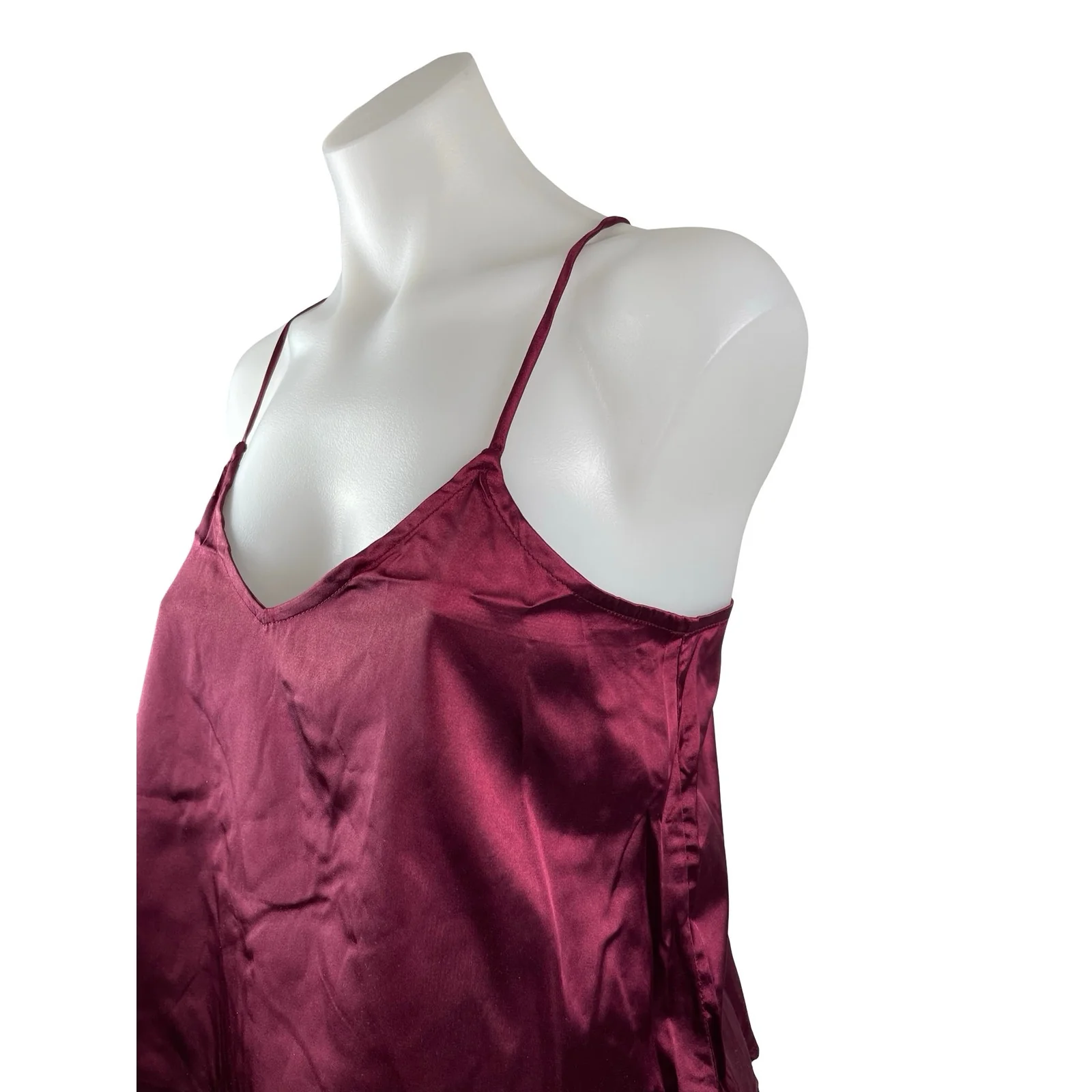 NEW Lulus Red Silk Satin Cami Tank Shorts Sleepwear Pajamas 2 Piece Set Size XS - Image 3