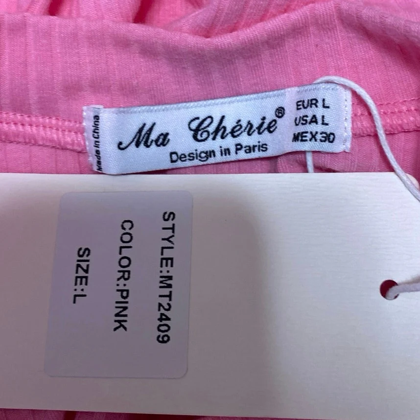 NEW Ma Cherie Pink Rib Knit Long Sleeve Aymmetric Zipper Cutout Sweater Top Sz L - Image 4