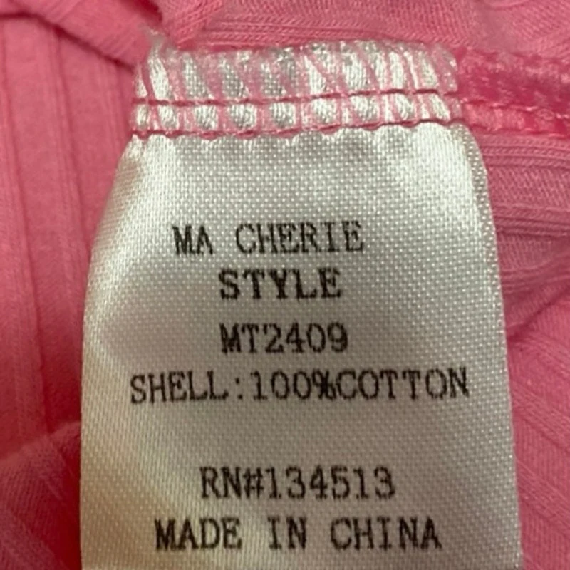 NEW Ma Cherie Pink Rib Knit Long Sleeve Aymmetric Zipper Cutout Sweater Top Sz L - Image 5