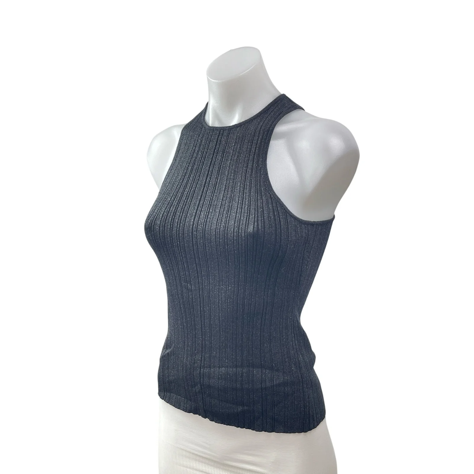 NEW Madewell Signature Shimmer Knit Cutaway Black Sleeveless Sweater Tank Top XS - Image 2