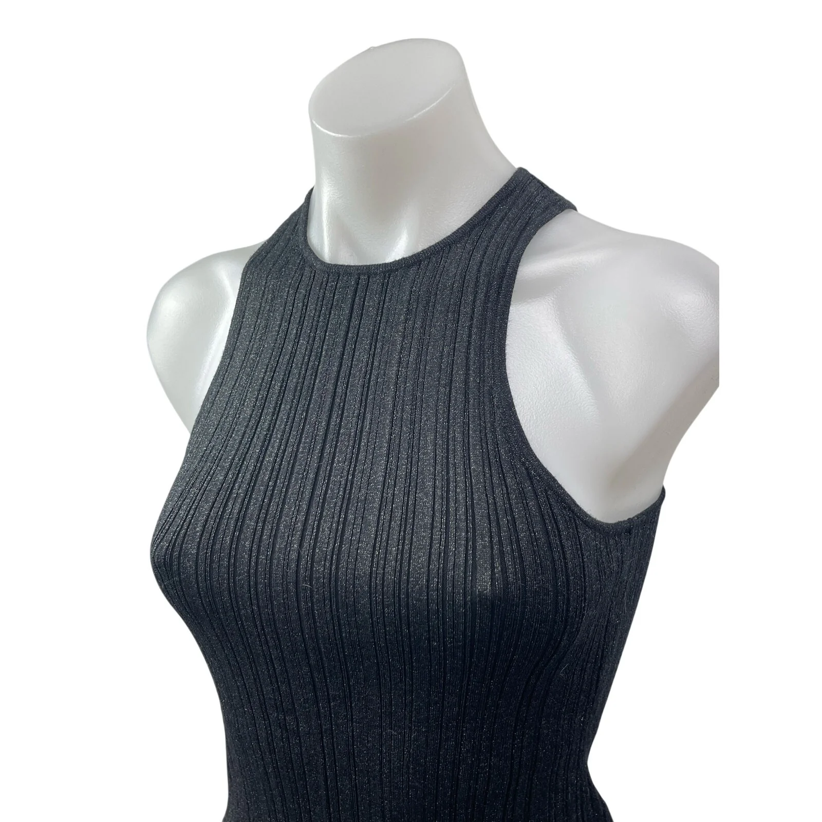 NEW Madewell Signature Shimmer Knit Cutaway Black Sleeveless Sweater Tank Top XS - Image 3