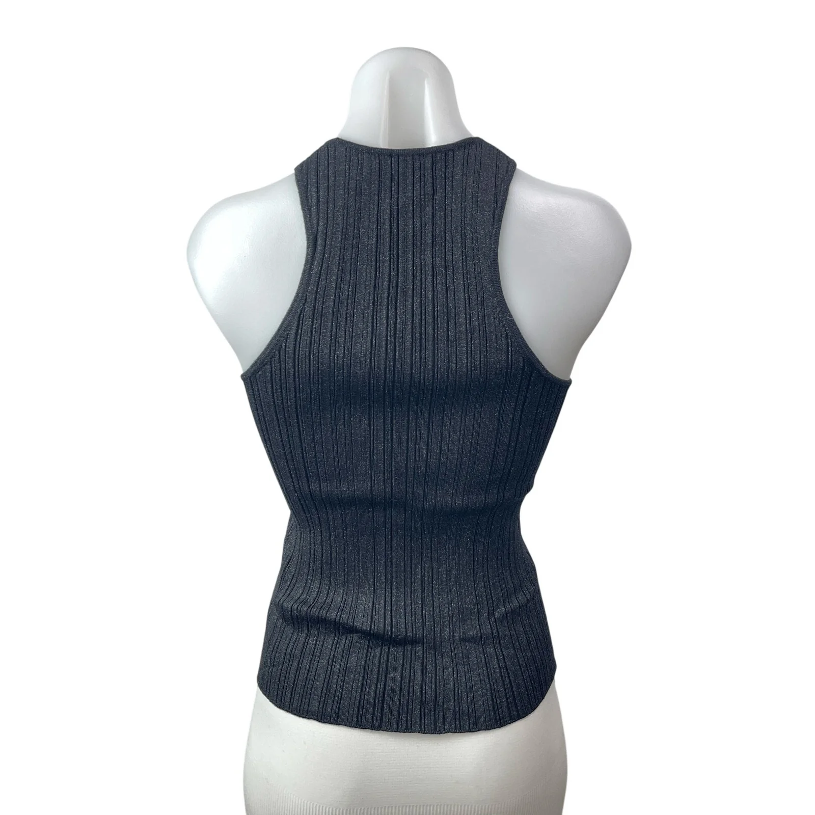 NEW Madewell Signature Shimmer Knit Cutaway Black Sleeveless Sweater Tank Top XS - Image 4