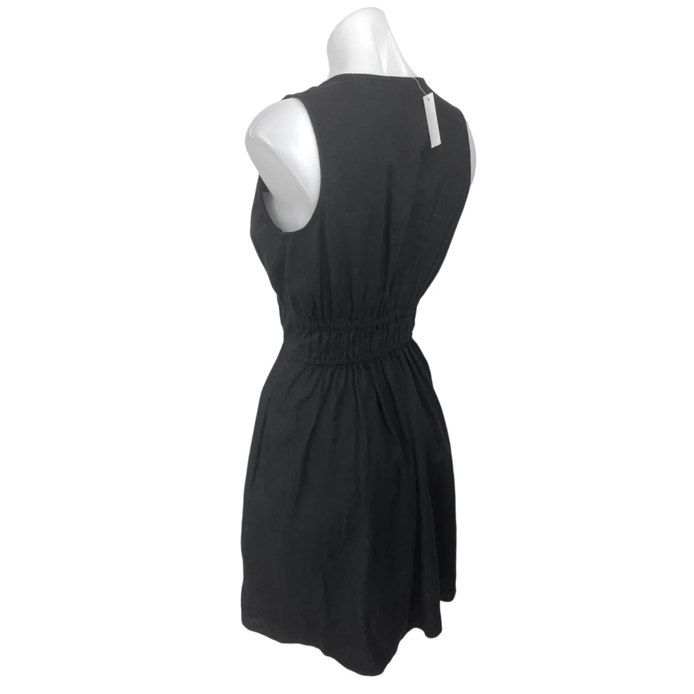 NEW Madewell Sophia Black Linen Sleeveless V-Neck Mini Fit & Flare Tank Dress XS - Image 2
