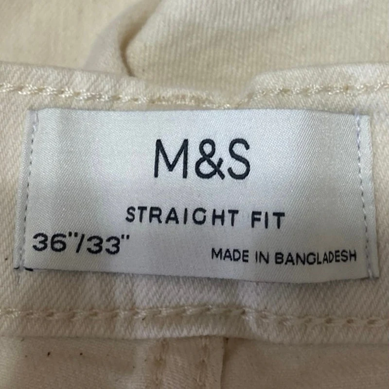NEW Marks & Spencer Men's White Straight Fit Stretch Denim Jeans Pants Size 36 - Image 4