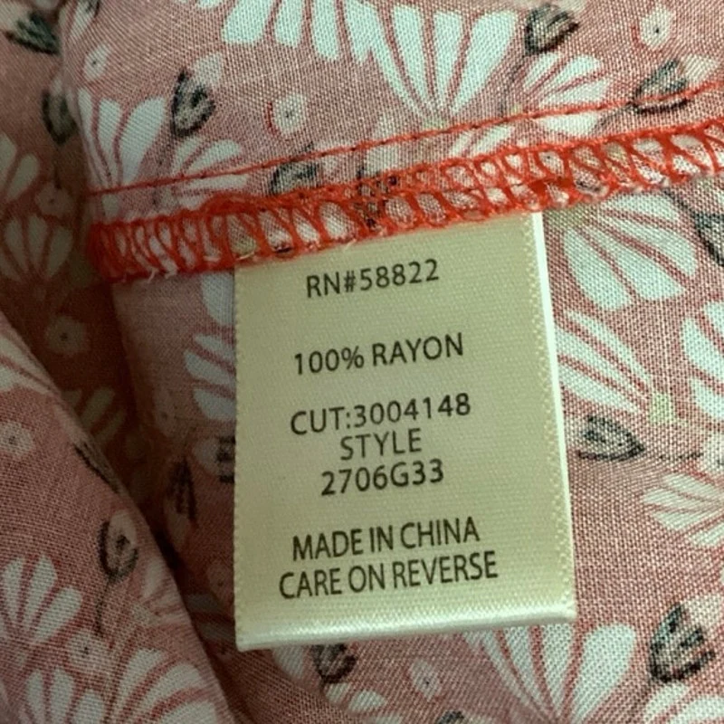 NEW Max Studio Red Floral Print Button Up Collar Long Sleeve Shirt Blouse Top L - Image 5