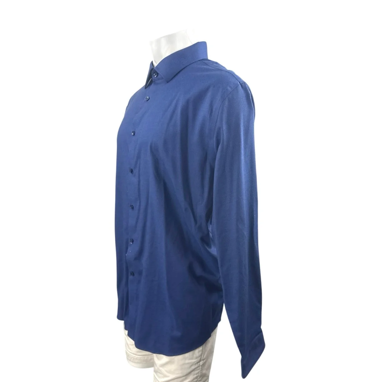 NEW Michael Kors Men's Blue Long Sleeve Button Down Stretch Dress Shirt Top XXL - Image 2