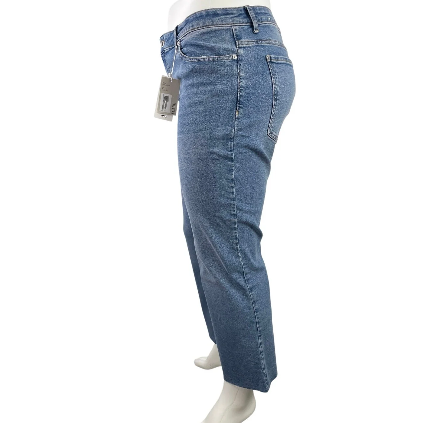 NEW MNG Mango Sienna Blue High Waisted Skinny Straight Leg Denim Jeans Pants 18 - Image 2