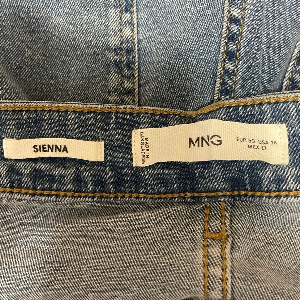NEW MNG Mango Sienna Blue High Waisted Skinny Straight Leg Denim Jeans Pants 18 - Image 4