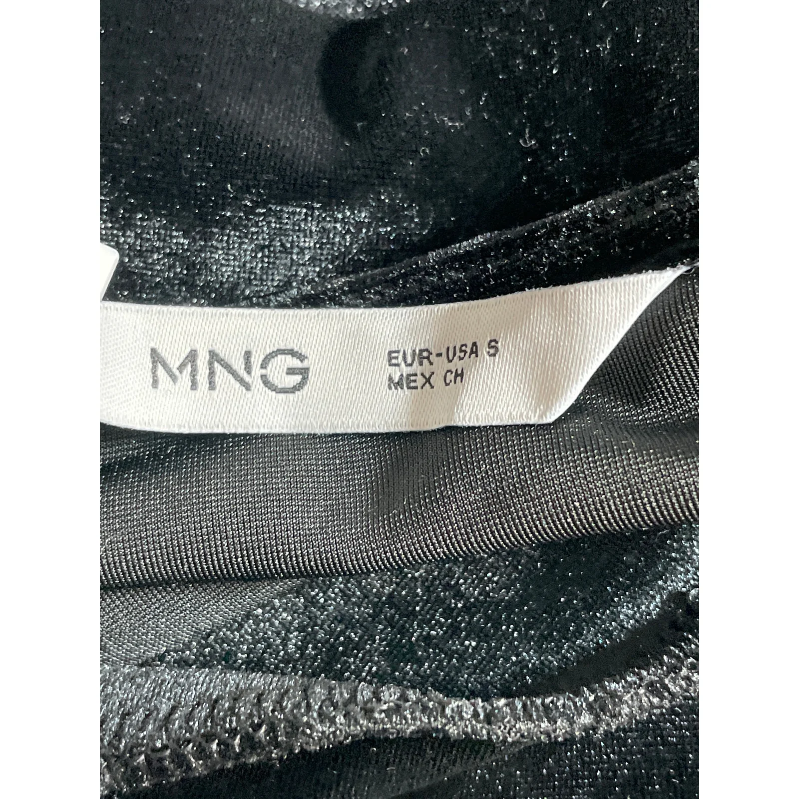 NEW MNG Mango Women Black Velvet Velour Cowl Neck Cami Tank Bodysuit Top Size S - Image 6