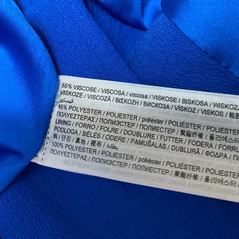 NEW MNG Mango Women's Blue Silk Satin Long Sleeve Blazer Coat Jacket Size XS - Image 4