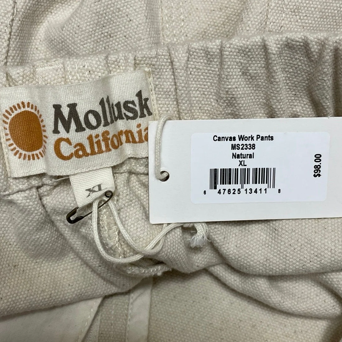 NEW Mollusk California White High Ride Straight Leg Cargo Denim Jeans Pants XL - Image 4