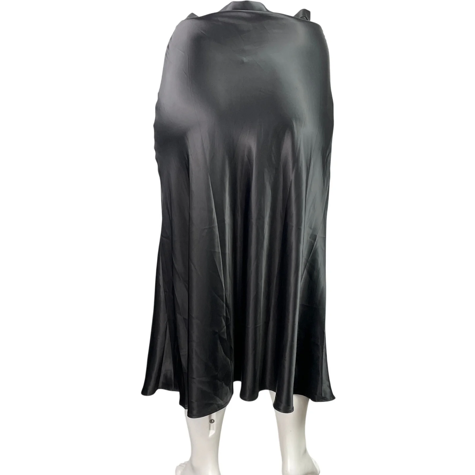 NEW Monki Bailey Black Silk Satin High Waisted Straight Midi Skirt Size 10/12 - Image 3