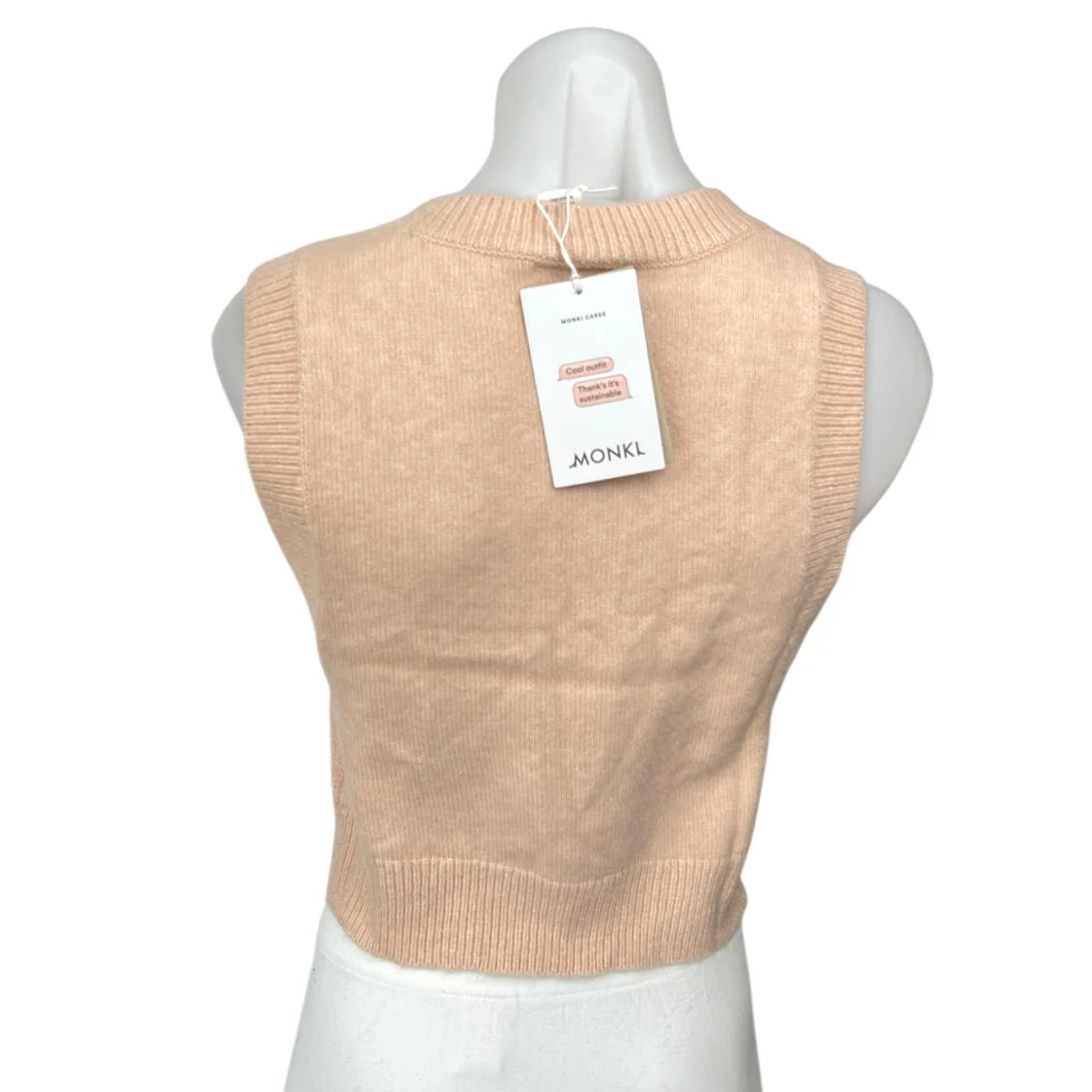 NEW Monki Orange Floral Wool Sleeveless Knit Crop Sweater Vest Tank Top Size XS - Image 2