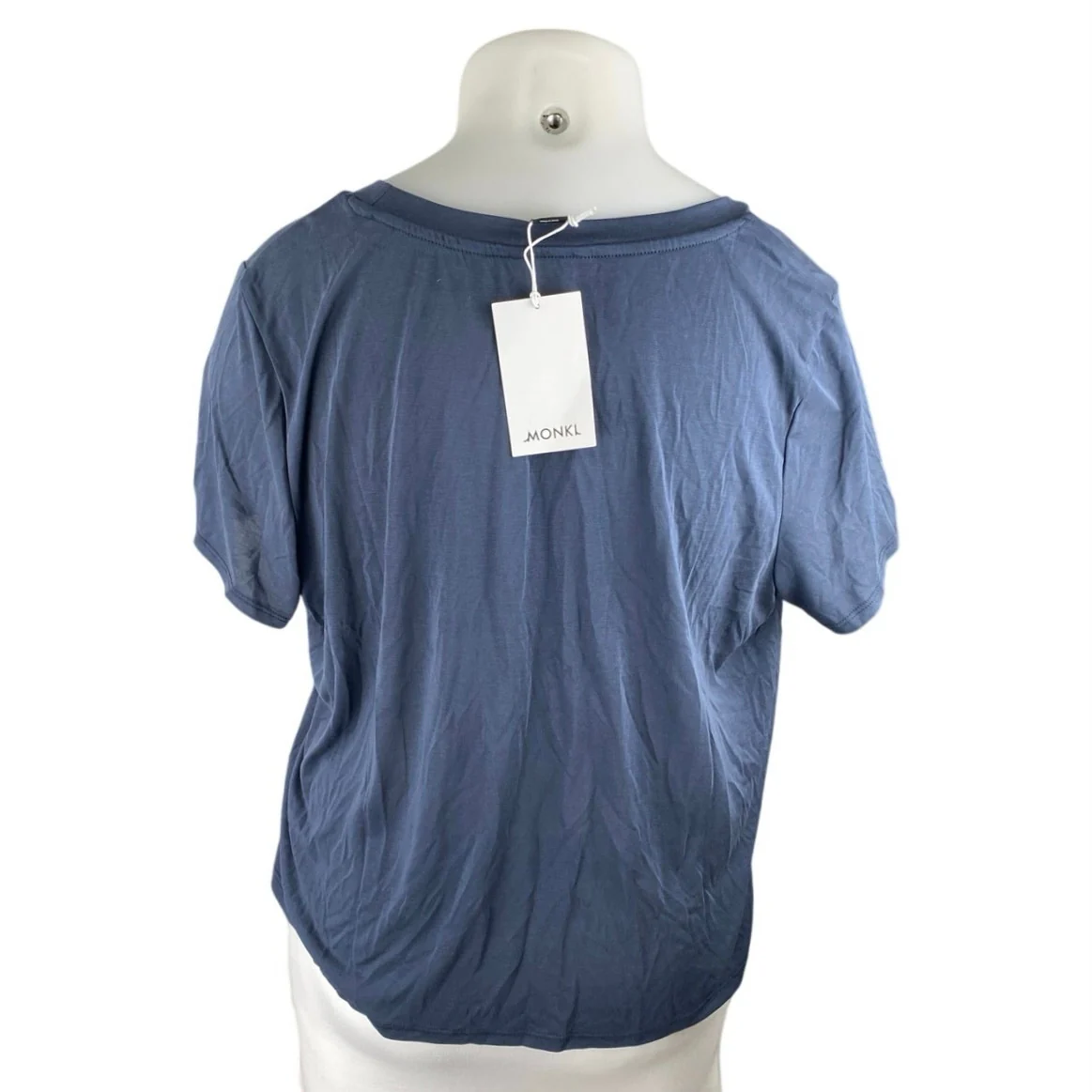 NEW Monki Women's Blue Crewneck Short Sleeve Casual Crop Tee T-shirt Top Sz XXL - Image 3