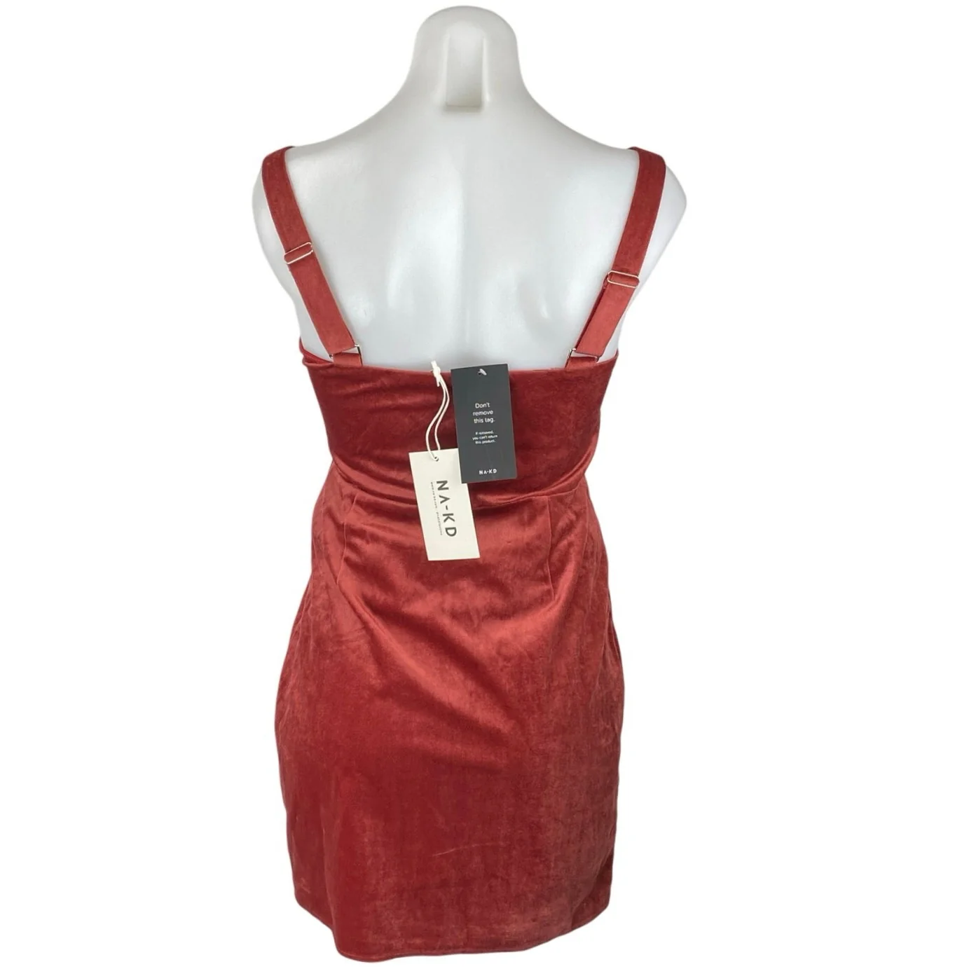 NEW NA-KD Pink Velvet Velour Sleeveless Cami Camisole Mini Pencil Dress 36 US S - Image 3
