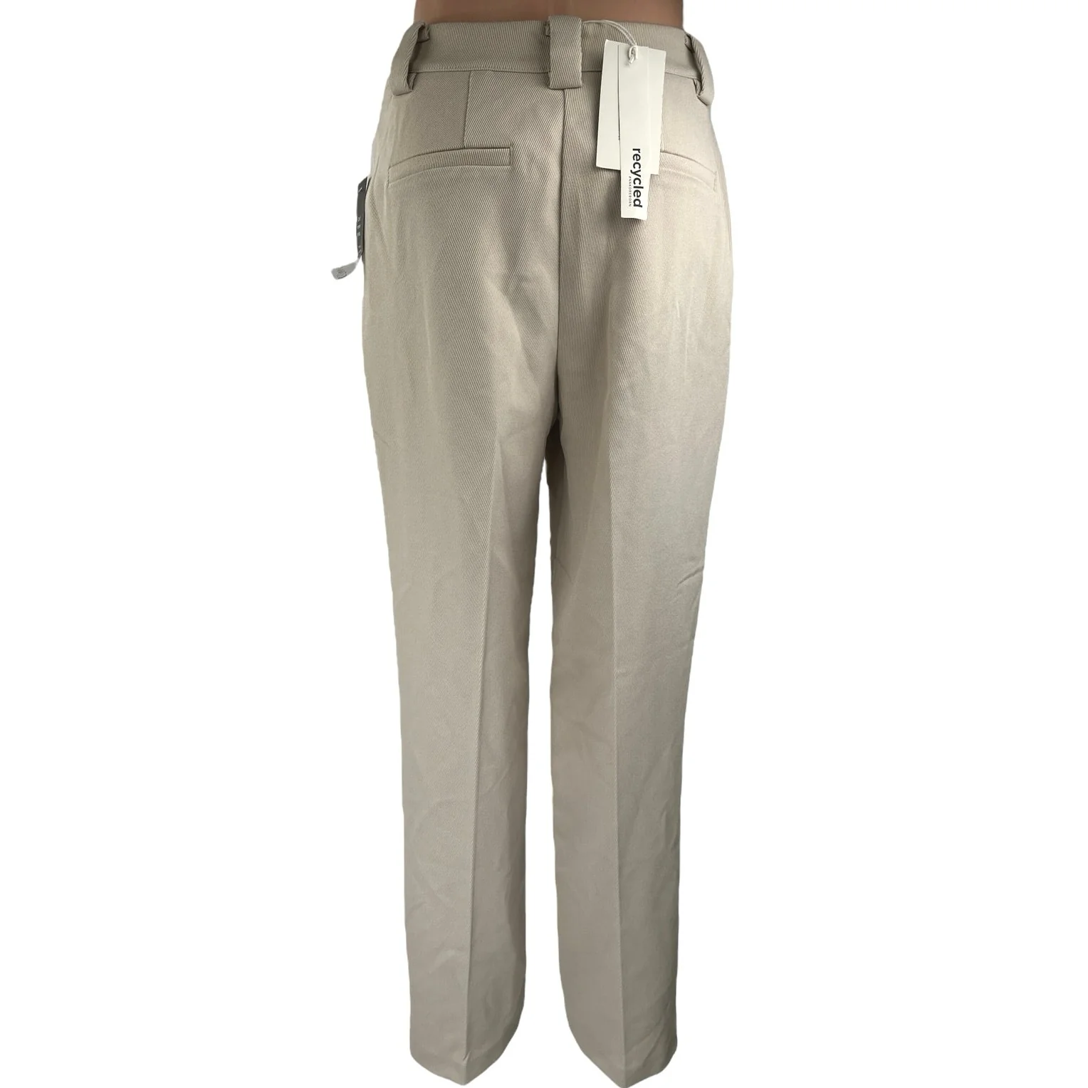 NEW NA-KD Women's Cream Twill High Waisted Straight Leg Trousers Dress Pants 36 - Image 3
