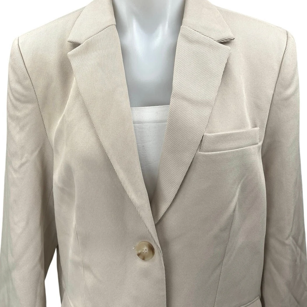 NEW NA-KD Women's Cream White Twill Oversized Button Blazer Coat Jacket Size 6 - Image 3