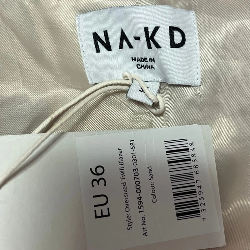 NEW NA-KD Women's Cream White Twill Oversized Button Blazer Coat Jacket Size 6 - Image 4