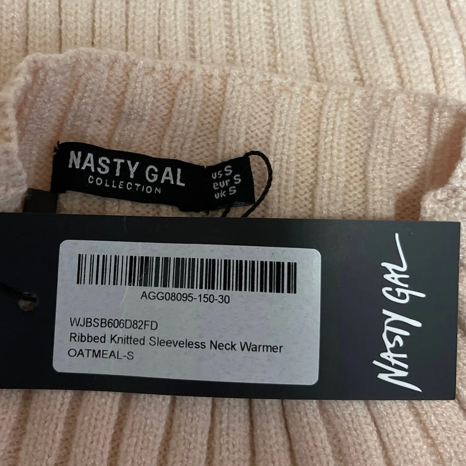 NEW Nasty Gal Cream Sleeveless Turtleneck Ribbed Knit Warmer Sweater Top Size S - Image 3