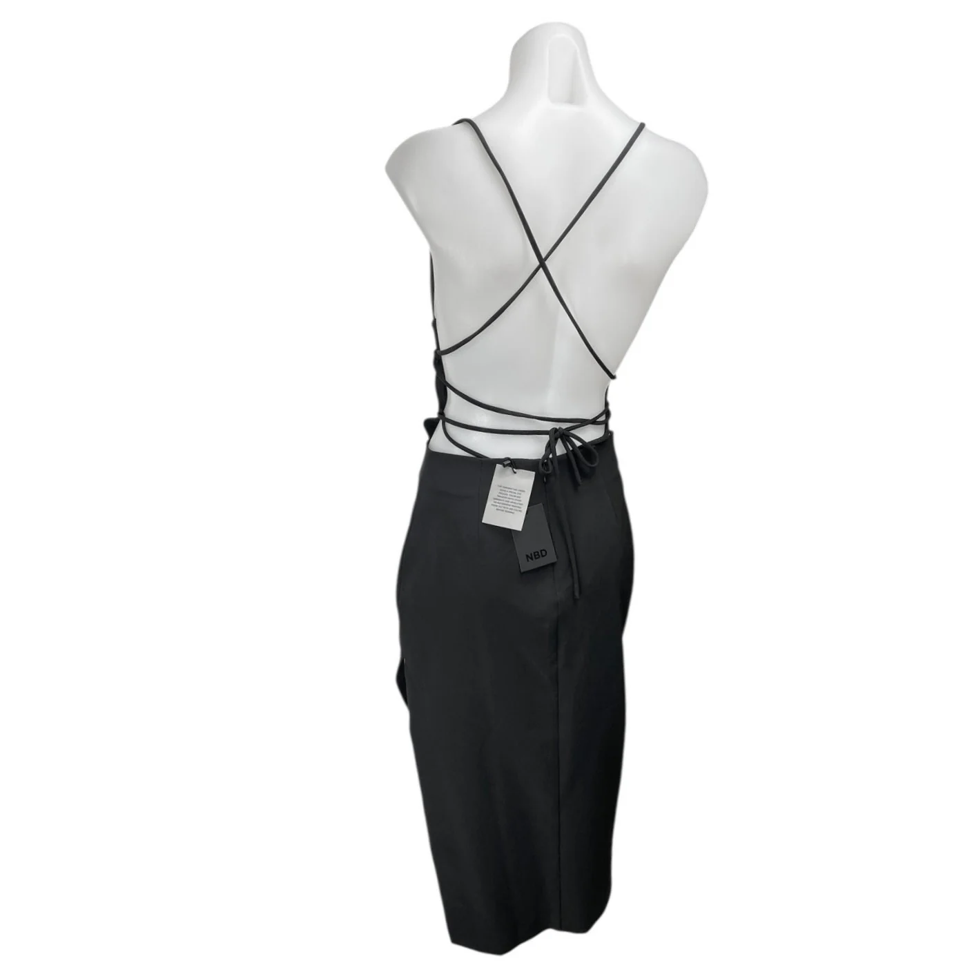 NEW NBD Women's Black Sleeveless Slit Cami Camisole Midi Bodycon Tank Dress XS - Image 2