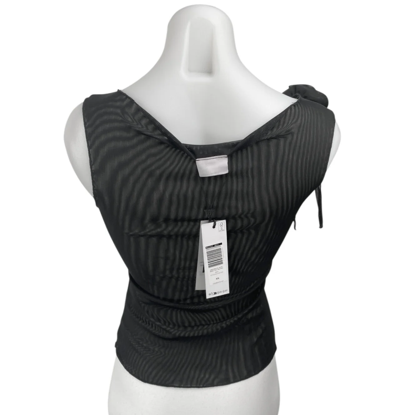 NEW Noisy May Black Mesh Sheer Rose Bow Sleeveless Cami Blouse Tank Top Size XS - Image 2