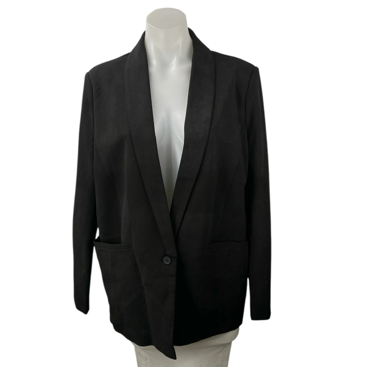 NEW Noisy May Black One Button Collared Long Sleeve Pocket Blazer Coat Jacket S