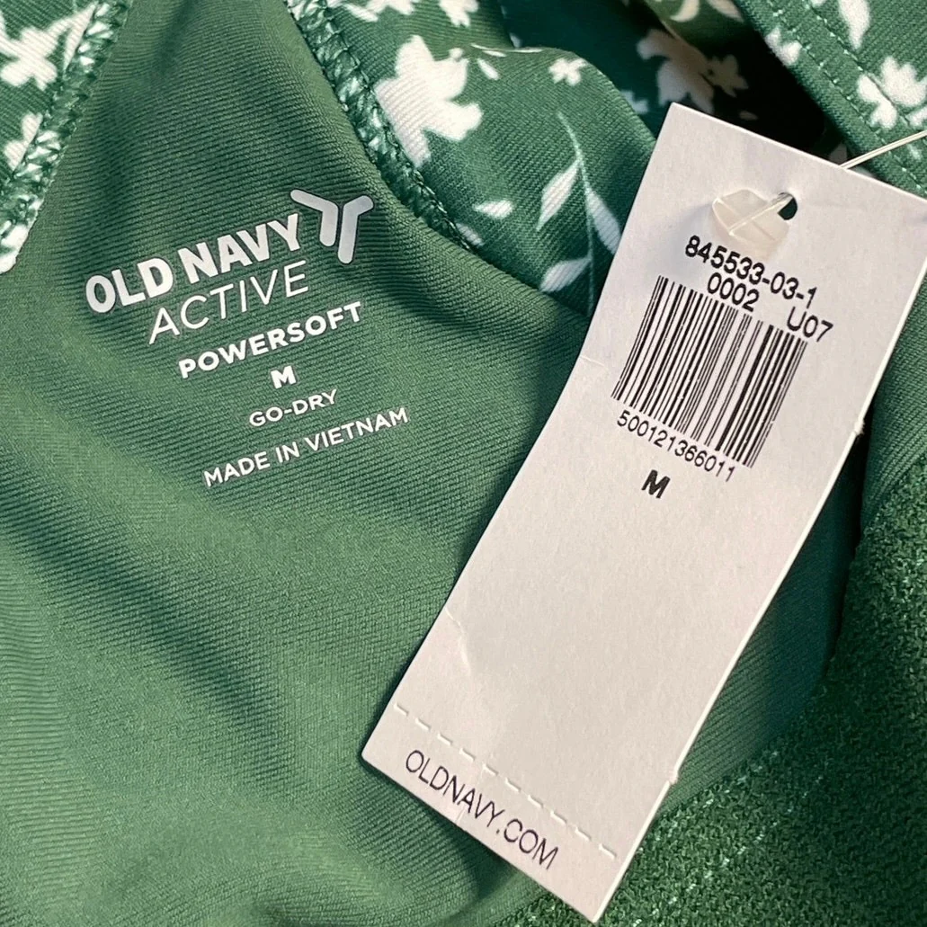 NEW Old Navy Active Green Sleeveless Racerback Floral Jumpsuit Romper Size M - Image 4