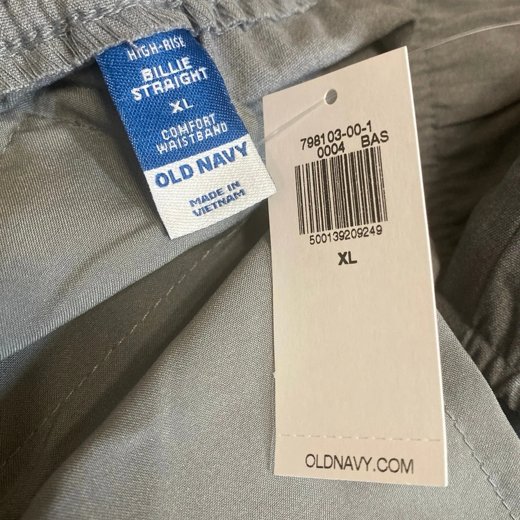 NEW Old Navy Billie Women's Gray High Rise Drawstring Pleated Trousers Pants XL - Image 5