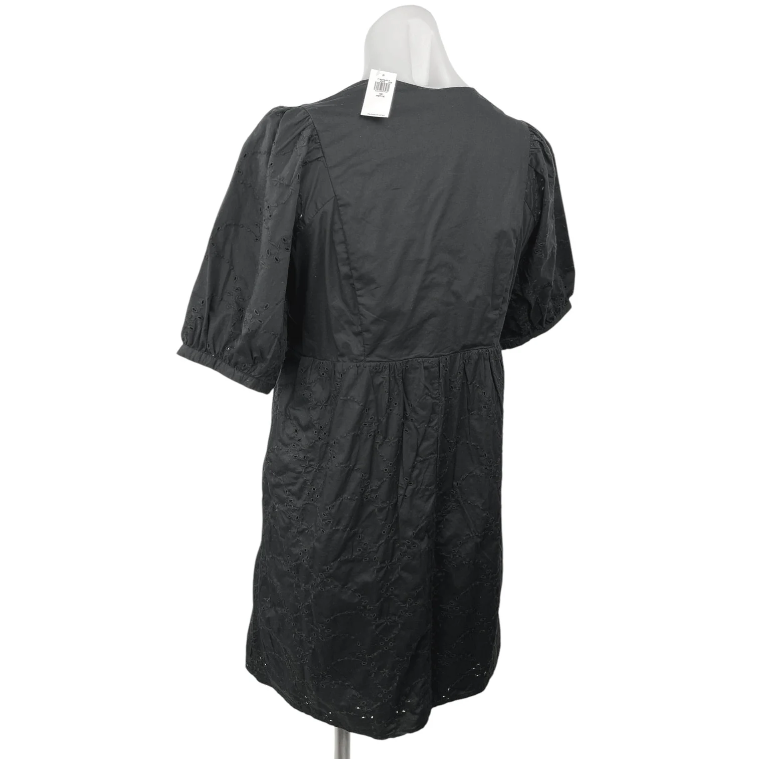 NEW Old Navy Black V Neck Embroidered Puff Sleeve Mini Dress Size XS Petite - Image 2