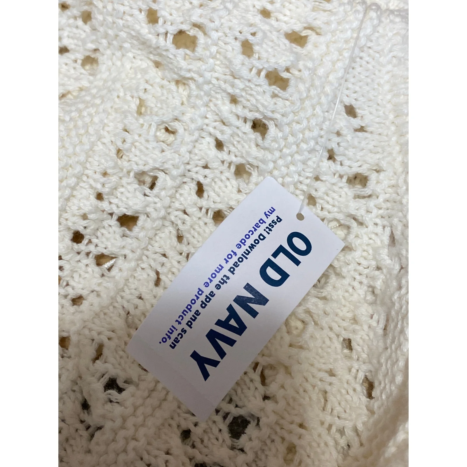 NEW Old Navy Cream Open Knit Crochet Scoop Neck Sleeveless Crop Tank Top Size S - Image 5