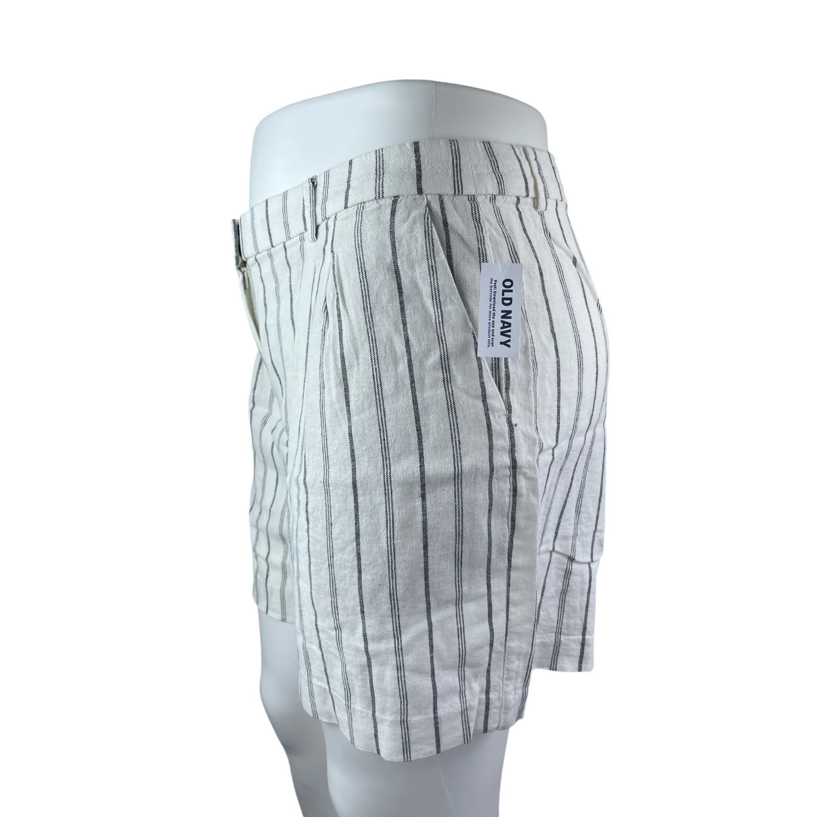 NEW Old Navy Taylor Womens White Linen Striped Lounge Wide Leg Bermuda Shorts XL - Image 2