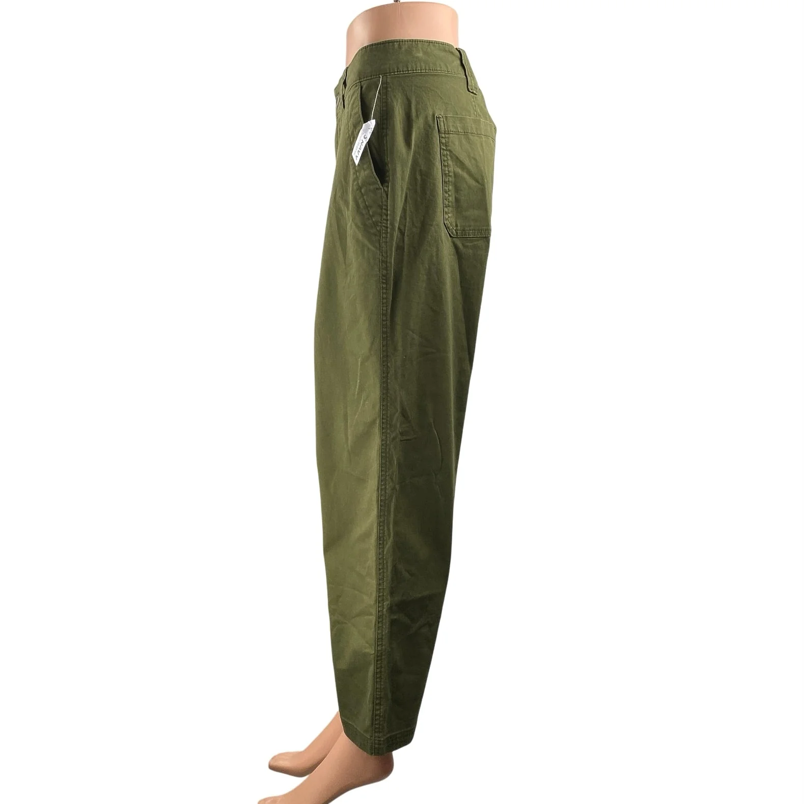 NEW Old Navy Women's Army Green High Rise Straight Wide Leg Khaki Chino Pants S - Image 2