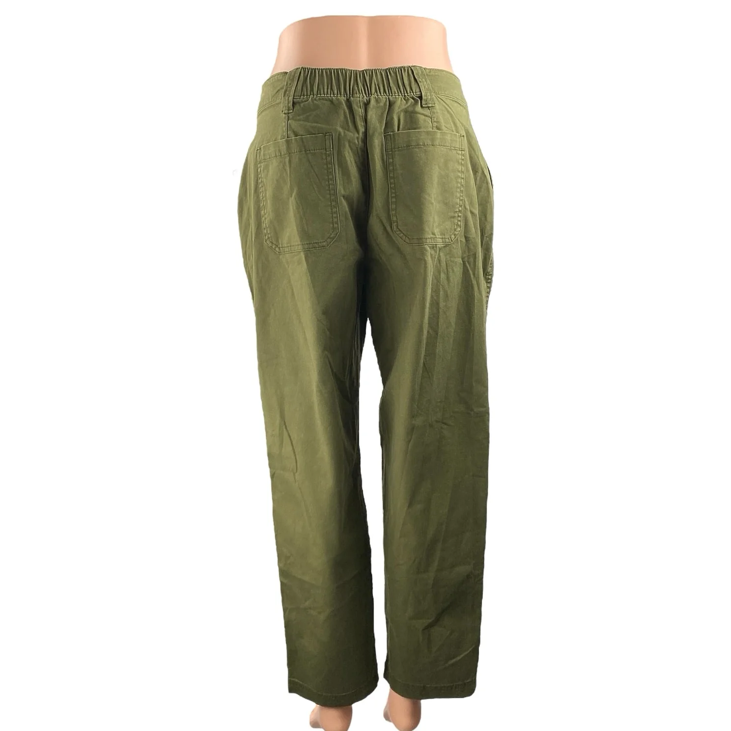 NEW Old Navy Women's Army Green High Rise Straight Wide Leg Khaki Chino Pants S - Image 3