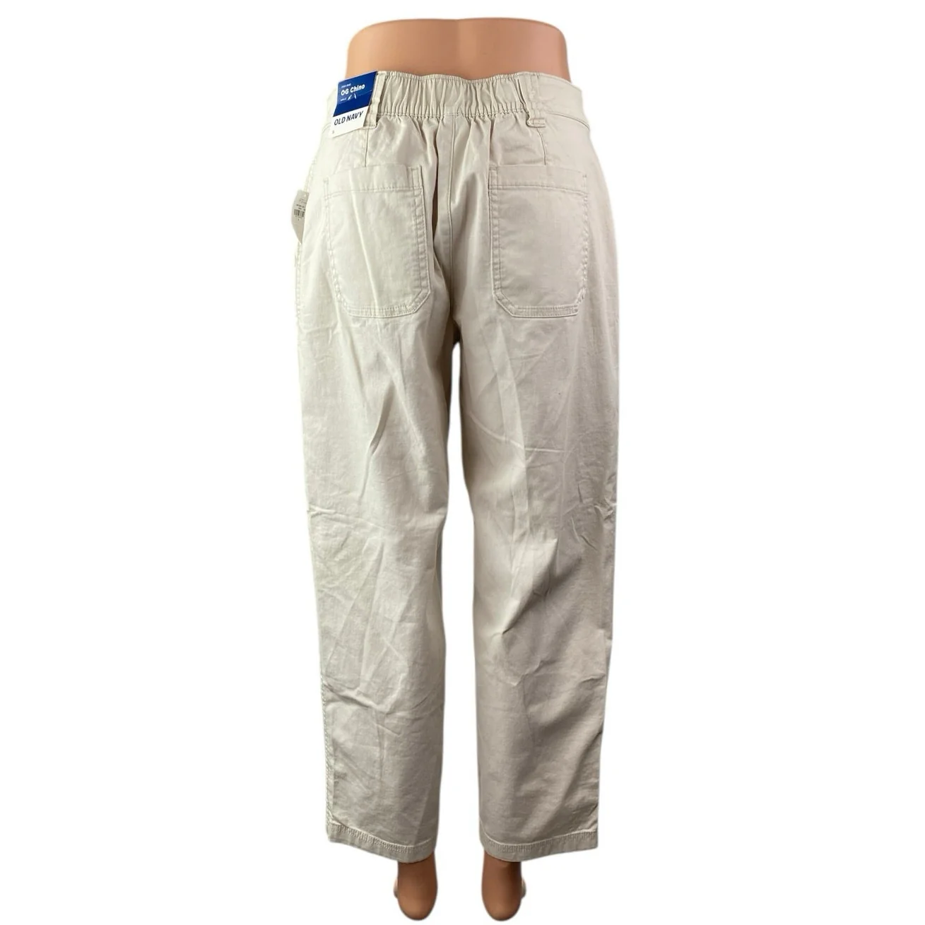 NEW Old Navy Women's Cream White High Waist Straight Tapered Chino Khaki Pants S - Image 2