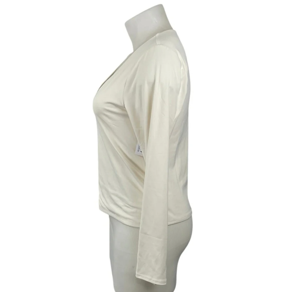 NEW Old Navy Women's White V Neck Long Sleeve Casula Tee Basic T-Shirt Top Sz XL - Image 3