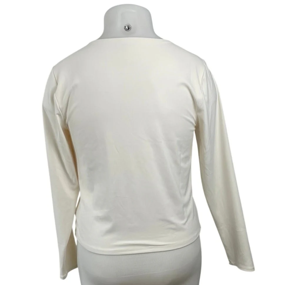NEW Old Navy Women's White V Neck Long Sleeve Casula Tee Basic T-Shirt Top Sz XL - Image 4