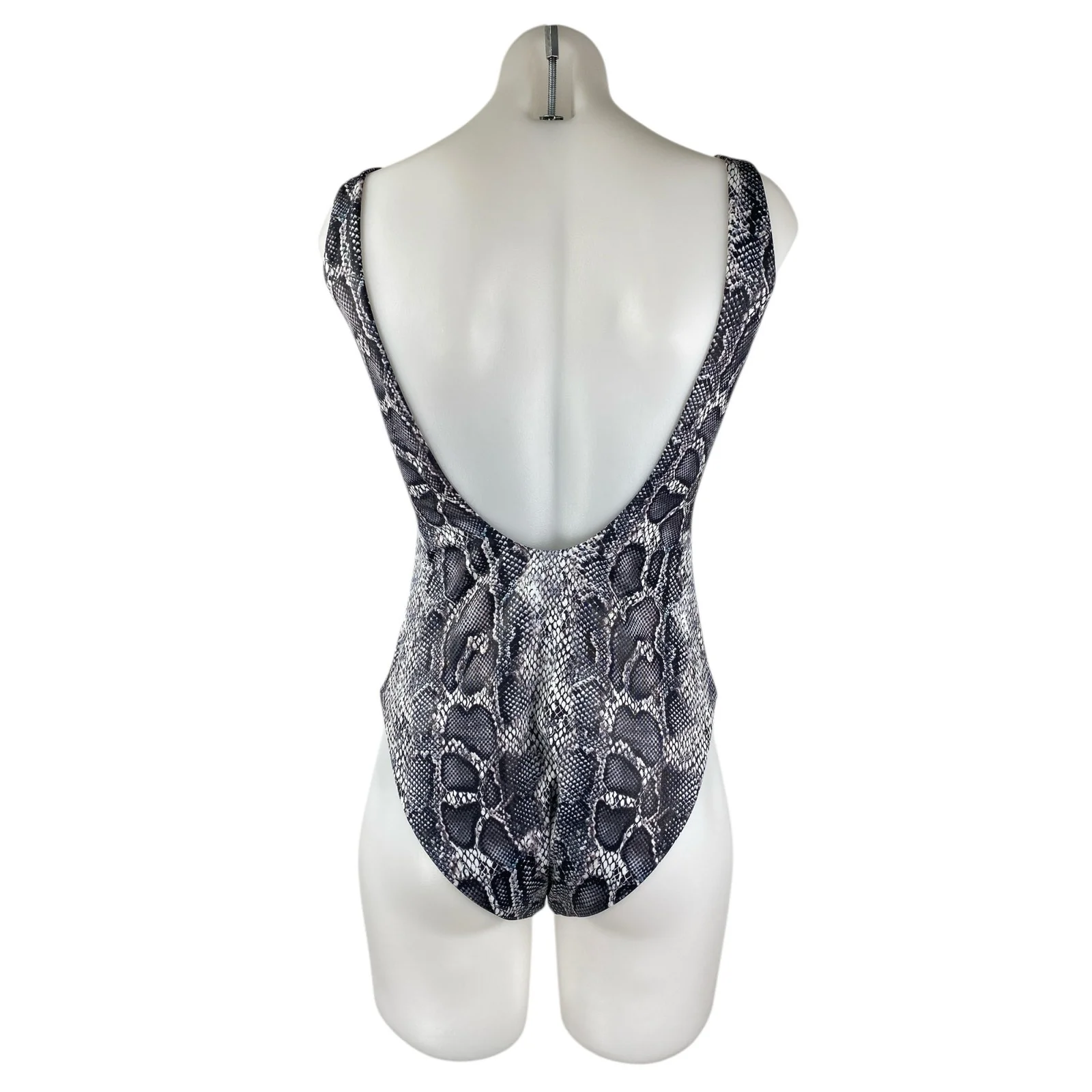 NEW Onia Kelly Gray Snakeskin Print Sleeveless Scoop Neck One Piece Swimwear M - Image 2