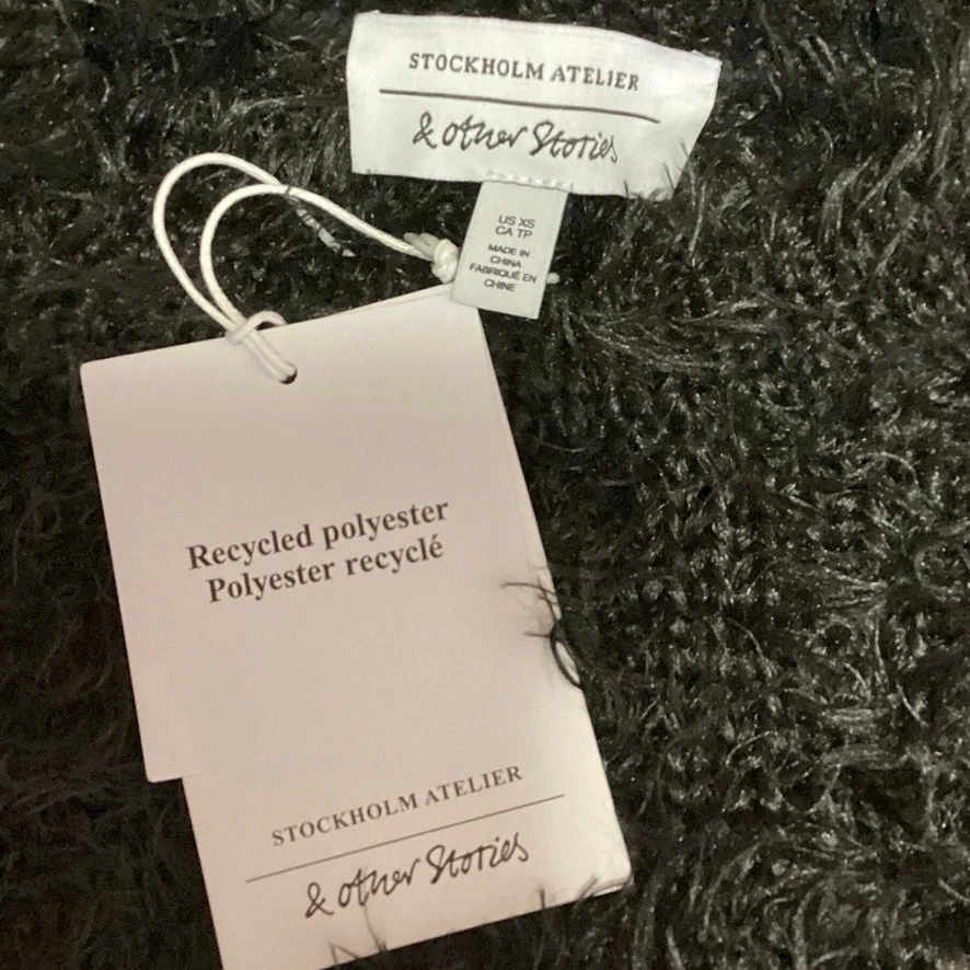NEW & Other Stories Gray Crew Neck Fuzzy Eyelash Pullover Sweater Top Size XS - Image 3