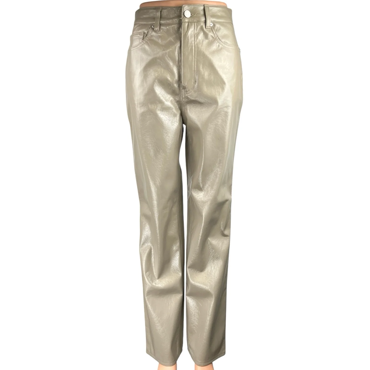 NEW Pacsun 90's Boyfriend Gray Faux Leather High Rise Straight Trousers Pants 26