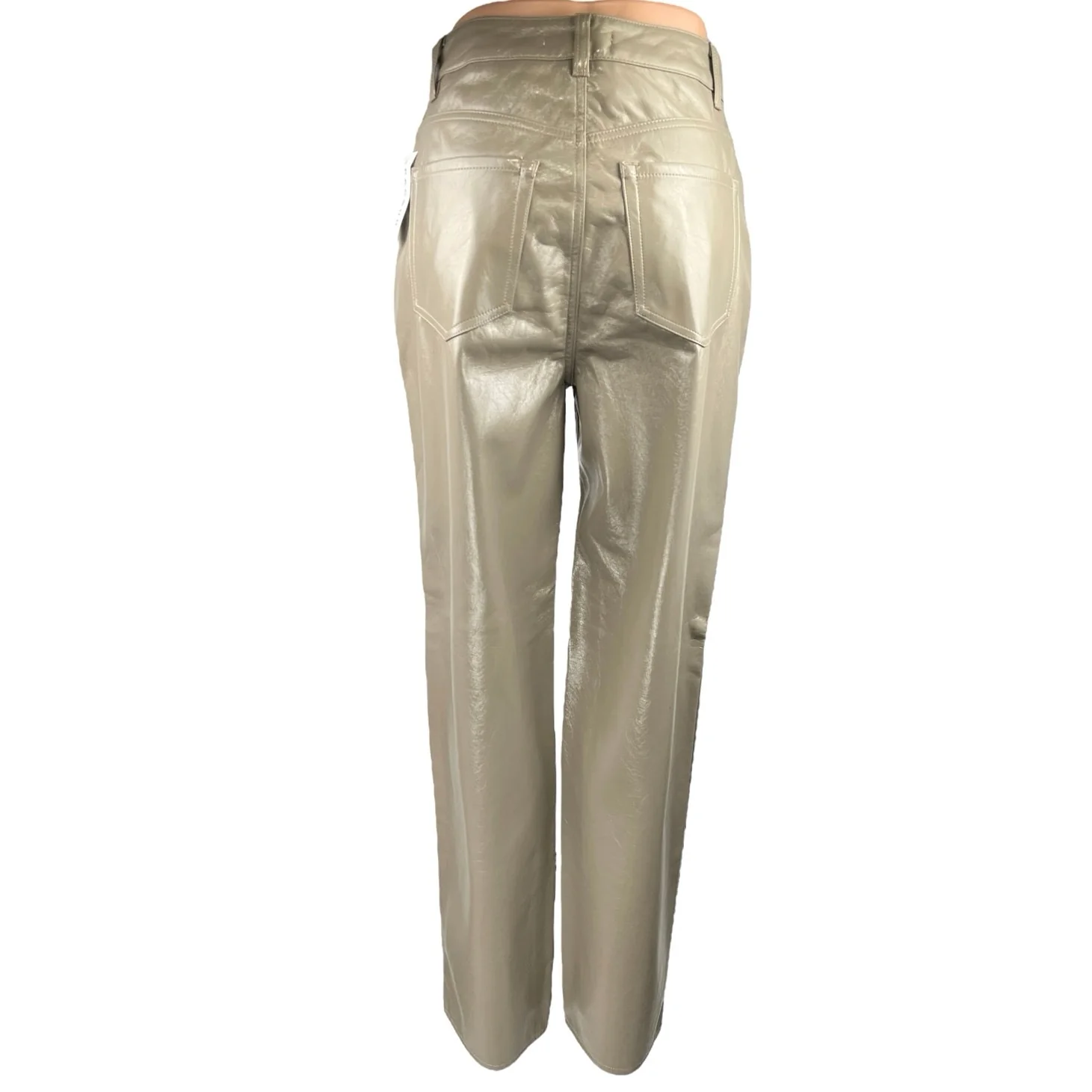 NEW Pacsun 90's Boyfriend Gray Faux Leather High Rise Straight Trousers Pants 26 - Image 3