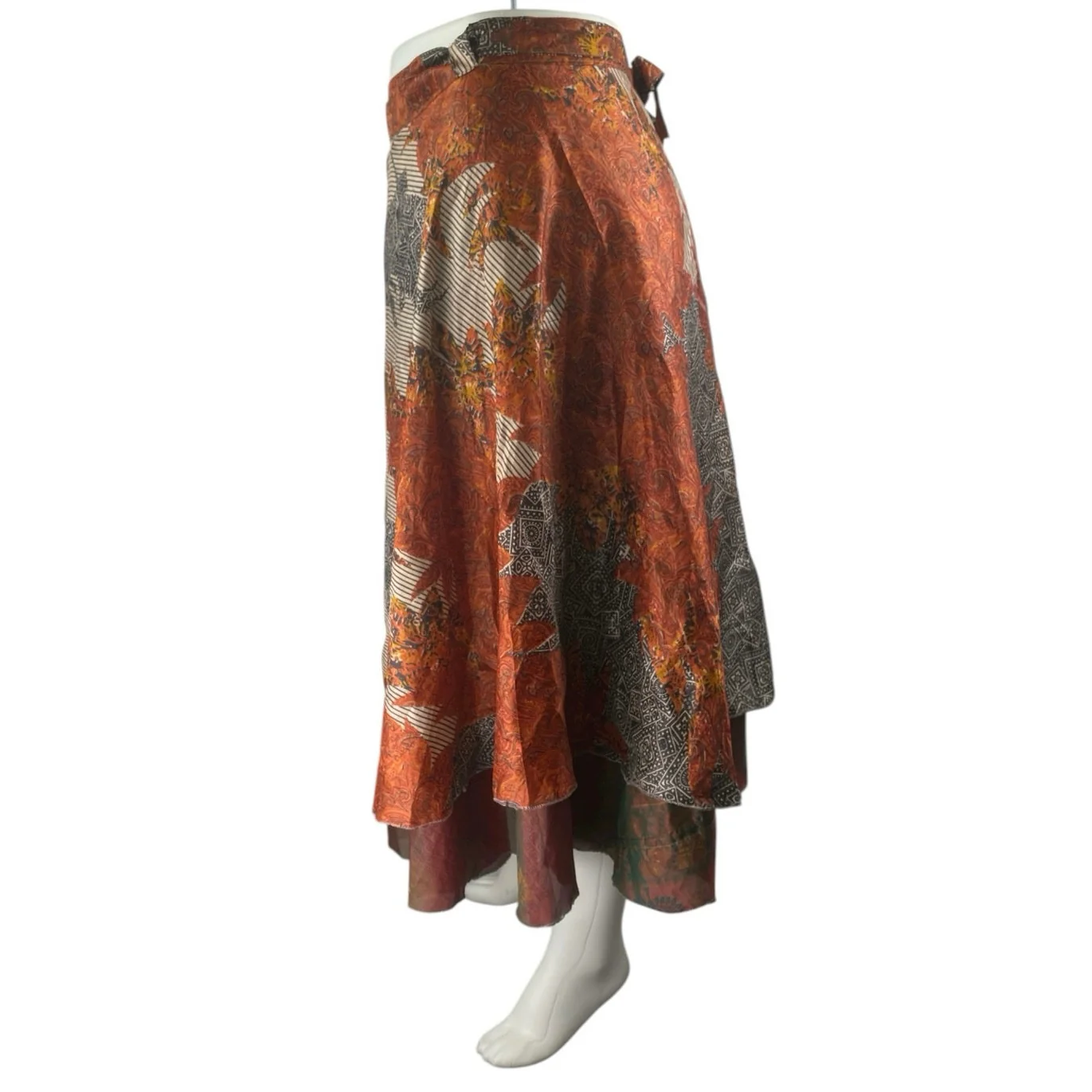 NEW Parle Womens Multicolor Layered Asymmetrical Midi A-Line Flare Wrap Skirt OS - Image 2