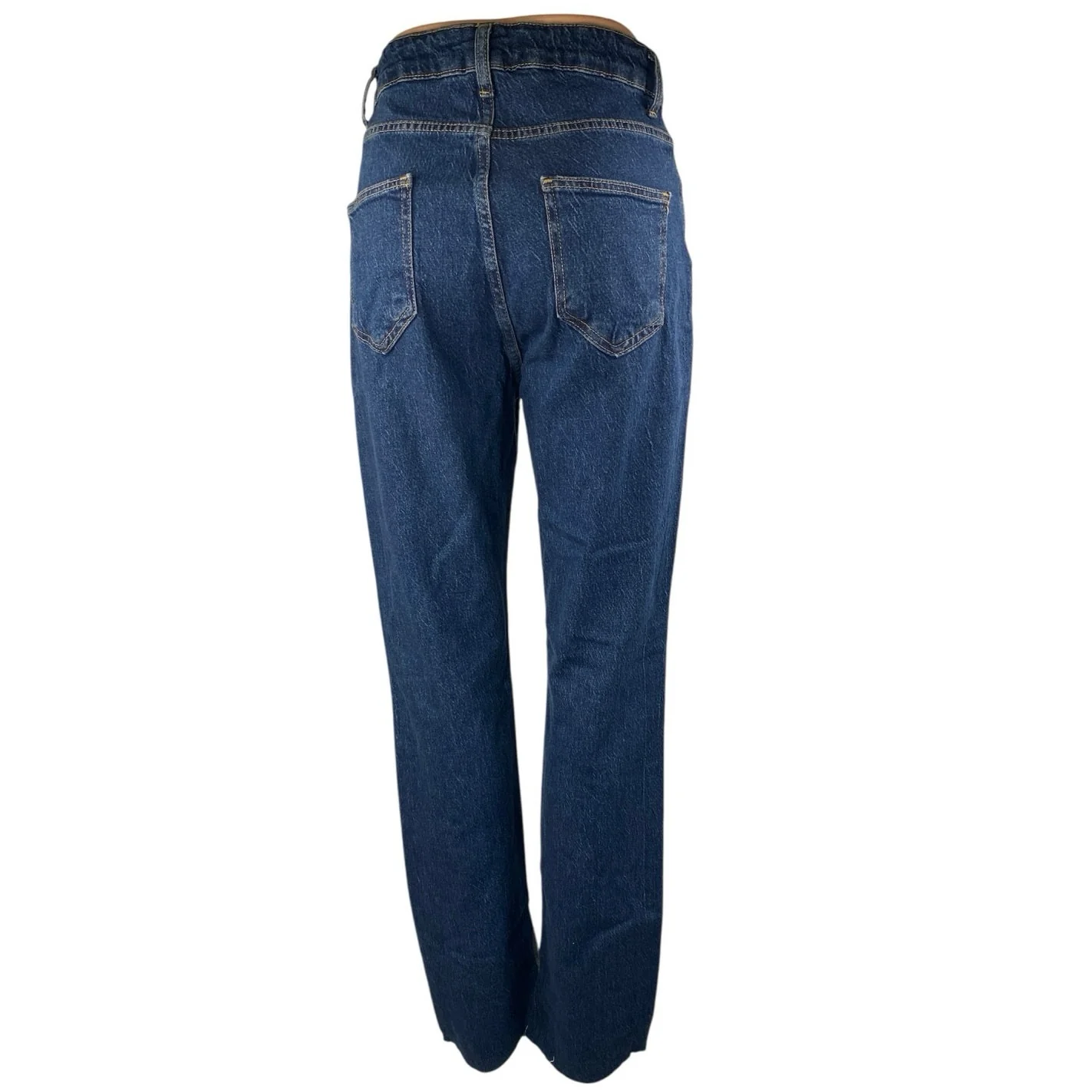 NEW Piral Women's Blue High Waisted Cross Belt Straight Denim Jeans Size M - Image 3