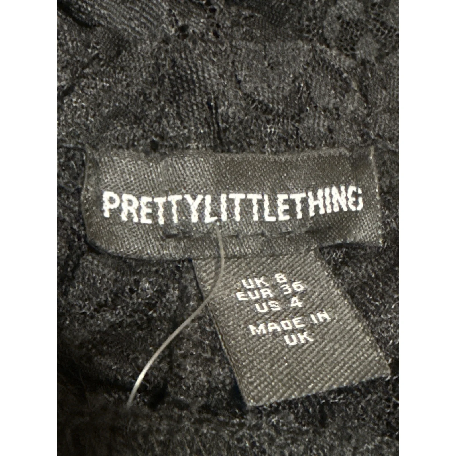 NEW PrettyLittleThing Black Floral Lace Sheer Wide Leg Trousers Pants Size 4 - Image 4