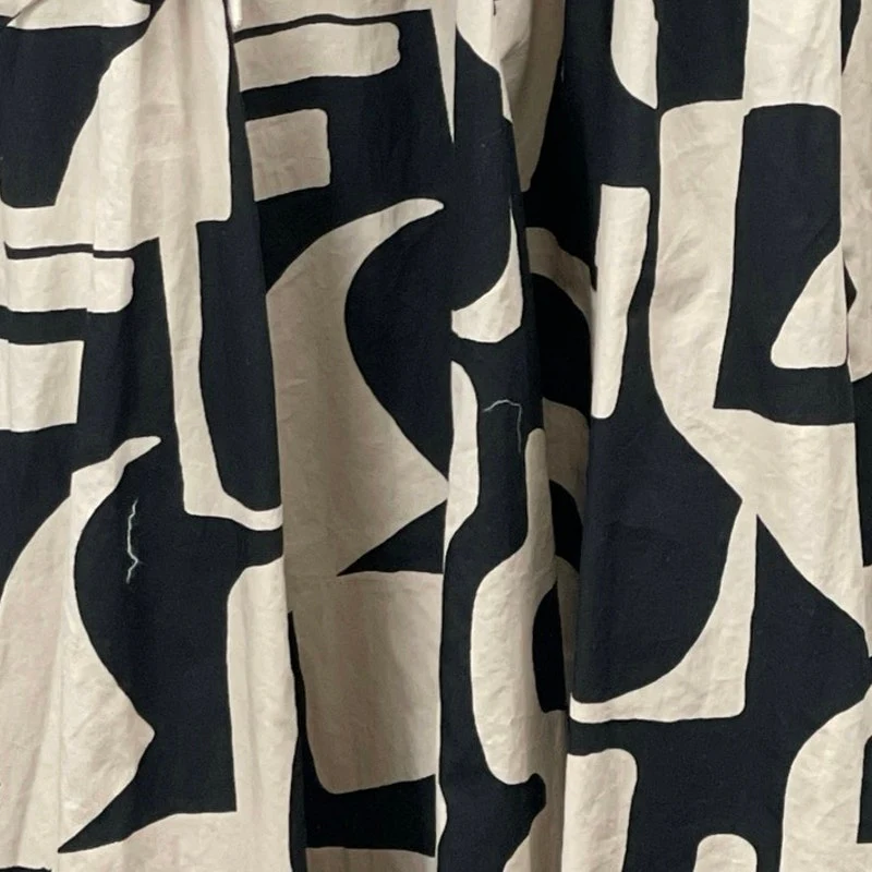 NEW Preview Black Beige Geometric Half Sleeve Tie Belt A Line Midi Dress Size 18 - Image 2