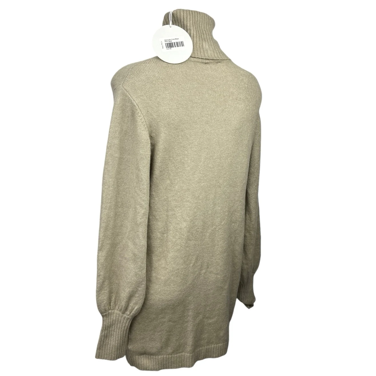 New Princess Polly Beige Ribbed Turtle Neck Long Sleeve Mini Sweater Dress XS/S - Image 2